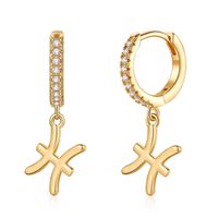 1 Pair Simple Style Classic Style Constellation Plating Inlay Copper Zircon 14k Gold Plated Drop Earrings sku image 2