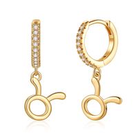 1 Pair Simple Style Classic Style Constellation Plating Inlay Copper Zircon 14k Gold Plated Drop Earrings sku image 3