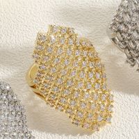 Luxurious Shiny Solid Color Copper 14k Gold Plated White Gold Plated Zircon Open Rings In Bulk main image 8