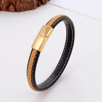 Style Classique Commuer Couleur Unie Acier Inoxydable Faux Cuir Fait Main Bouton En Métal Unisexe Bracelet sku image 19