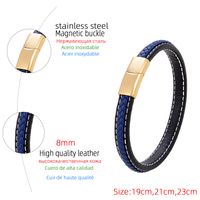 Classic Style Commute Solid Color Stainless Steel Pu Leather Handmade Metal Button Unisex Bangle main image 2