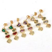 1 Paire Style Vintage Style Simple Forme De Cœur Placage Incruster Le Cuivre Zircon Plaqué Or Boucles D'oreilles main image 4