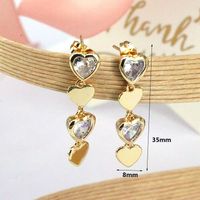 1 Pair Vintage Style Simple Style Heart Shape Plating Inlay Copper Zircon Gold Plated Drop Earrings main image 2
