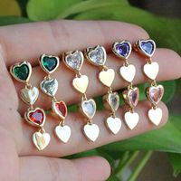 1 Pair Vintage Style Simple Style Heart Shape Plating Inlay Copper Zircon Gold Plated Drop Earrings main image 8