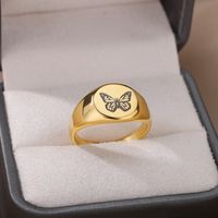 Vintage Style Pastoral Simple Style Star Bee Butterfly Stainless Steel Plating 18k Gold Plated Rings sku image 1