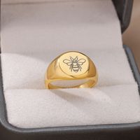 Vintage Style Pastoral Simple Style Star Bee Butterfly Stainless Steel Plating 18k Gold Plated Rings sku image 4