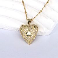 Romantic Cross Star Heart Shape Copper 18k Gold Plated Zircon Pendant Necklace In Bulk sku image 1