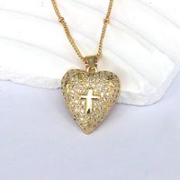 Romantic Cross Star Heart Shape Copper 18k Gold Plated Zircon Pendant Necklace In Bulk sku image 3