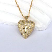 Romántico Cruzar Estrella Forma De Corazón Cobre Chapado En Oro De 18 Quilates. Circón Collar Colgante Al Mayoreo sku image 3