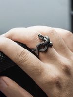 Retro Punk Snake Alloy Silver Plated Men's Open Rings sku image 1