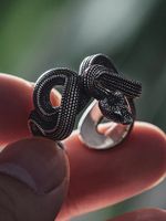 Retro Punk Snake Alloy Silver Plated Men's Open Rings main image 3