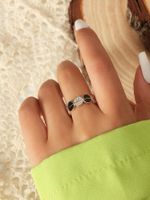 Zinc Alloy Gold Plated Casual Simple Style Inlay Round Glass Open Rings sku image 1