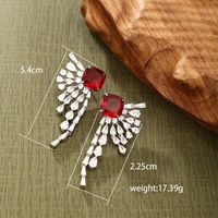 1 Pair Simple Style Classic Style Square Plating Inlay Alloy Copper Alloy Artificial Gemstones White Gold Plated Drop Earrings main image 2