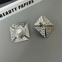 1 Pair Retro French Style Square Inlay Alloy Artificial Pearls Ear Studs sku image 4