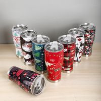 Casual Christmas House Santa Claus Christmas Socks Stainless Steel Water Bottles 1 Piece main image 1