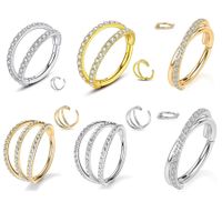 1 Piece Nordic Style Roman Style British Style Solid Color Plating Inlay Carving Stainless Steel Titanium Steel Zircon 18k Gold Plated Gold Plated Earrings main image 1