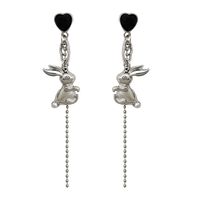1 Pair Cute Rabbit Plating Chain Inlay Alloy Glass Drop Earrings main image 5