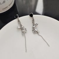 1 Pair Cute Rabbit Plating Chain Inlay Alloy Glass Drop Earrings sku image 1
