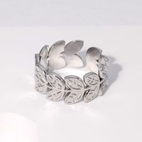 Fashion Leaf Stainless Steel Plating Open Ring main image 4