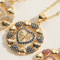 Simple Style Commute Heart Shape Planet Copper 14k Gold Plated White Gold Plated Zircon Pendant Necklace In Bulk sku image 5