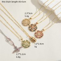 Simple Style Commute Heart Shape Planet Copper 14k Gold Plated White Gold Plated Zircon Pendant Necklace In Bulk main image 2