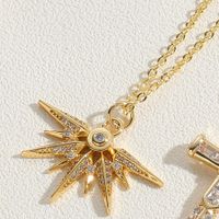 Elegant Simple Style Commute Hexagram Copper 14k Gold Plated White Gold Plated Zircon Pendant Necklace In Bulk sku image 1