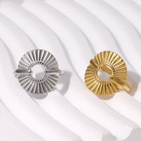 304 Stainless Steel 18K Gold Plated Modern Style Plating Pleated Geometric Open Rings main image 6