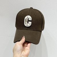 Adults Elegant Glam Commute Letter Rhinestone Metal Button Curved Eaves Baseball Cap main image 6