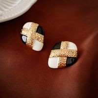 1 Pair Classical Lady Cross Enamel Plating Inlay Copper Ear Studs sku image 77