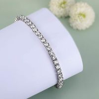 Casual Elegant Solid Color Copper 18k Gold Plated White Gold Plated Zircon Tennis Bracelet In Bulk main image 4