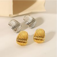1 Pair IG Style Vintage Style Simple Style Shell Plating Stainless Steel 18K Gold Plated Ear Studs main image 3