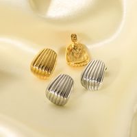 1 Pair IG Style Vintage Style Simple Style Shell Plating Stainless Steel 18K Gold Plated Ear Studs main image 4