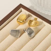 1 Pair IG Style Vintage Style Simple Style Shell Plating Stainless Steel 18K Gold Plated Ear Studs main image 5