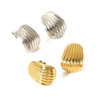 1 Pair IG Style Vintage Style Simple Style Shell Plating Stainless Steel 18K Gold Plated Ear Studs main image 6