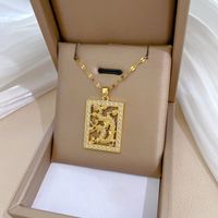 Großhandel Chinoiserie Drachen Titan Stahl Kupfer Inlay Künstliche Edelsteine Halskette Mit Anhänger main image 5