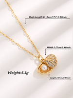 Elegant Glam Hawaiian Star Butterfly Shell Resin Titanium Steel Plating Inlay Resin Pearl Zircon Gold Plated Pendant Necklace main image 9