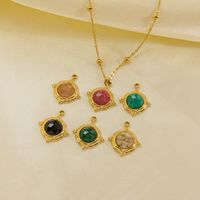 304 Stainless Steel 14K Gold Plated Casual Inlay Solid Color Natural Stone Pendant Necklace main image 4