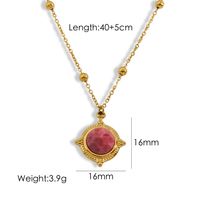 304 Stainless Steel 14K Gold Plated Casual Inlay Solid Color Natural Stone Pendant Necklace sku image 1