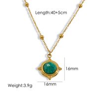 304 Stainless Steel 14K Gold Plated Casual Inlay Solid Color Natural Stone Pendant Necklace sku image 2