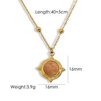 304 Stainless Steel 14K Gold Plated Casual Inlay Solid Color Natural Stone Pendant Necklace sku image 3