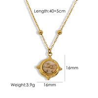 304 Stainless Steel 14K Gold Plated Casual Inlay Solid Color Natural Stone Pendant Necklace sku image 4