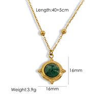 304 Stainless Steel 14K Gold Plated Casual Inlay Solid Color Natural Stone Pendant Necklace sku image 5