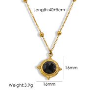 304 Stainless Steel 14K Gold Plated Casual Inlay Solid Color Natural Stone Pendant Necklace sku image 6