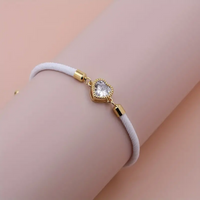 Lady Romantic Shiny Heart Shape Rope Copper Plating Inlay Zircon 18k Gold Plated Unisex Drawstring Bracelets main image 6