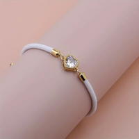 Lady Romantic Shiny Heart Shape Rope Copper Plating Inlay Zircon 18k Gold Plated Unisex Drawstring Bracelets sku image 2