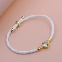 Dame Romantique Brillant Forme De Cœur Corde Le Cuivre Placage Incruster Zircon Plaqué Or 18k Unisexe Bracelets À Cordon main image 9