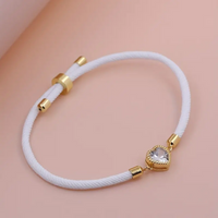 Lady Romantic Shiny Heart Shape Rope Copper Plating Inlay Zircon 18k Gold Plated Unisex Drawstring Bracelets main image 9