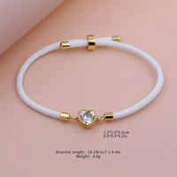 Lady Romantic Shiny Heart Shape Rope Copper Plating Inlay Zircon 18k Gold Plated Unisex Drawstring Bracelets main image 2
