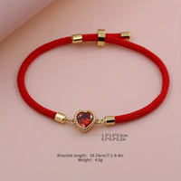 Lady Romantic Shiny Heart Shape Rope Copper Plating Inlay Zircon 18k Gold Plated Unisex Drawstring Bracelets main image 5