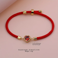 Señora Romántico Brillante Forma De Corazón Soga Cobre Enchapado Embutido Circón Chapado En Oro De 18 Quilates. Unisexo Pulseras De Cordón main image 5